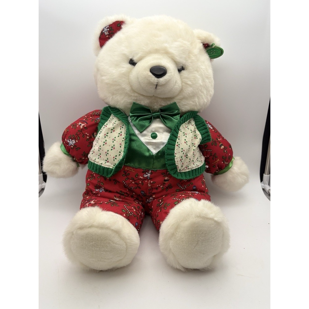 Vintage 1991 Kmart Fairview Christmas teddy bear Plush soft Clean 22"